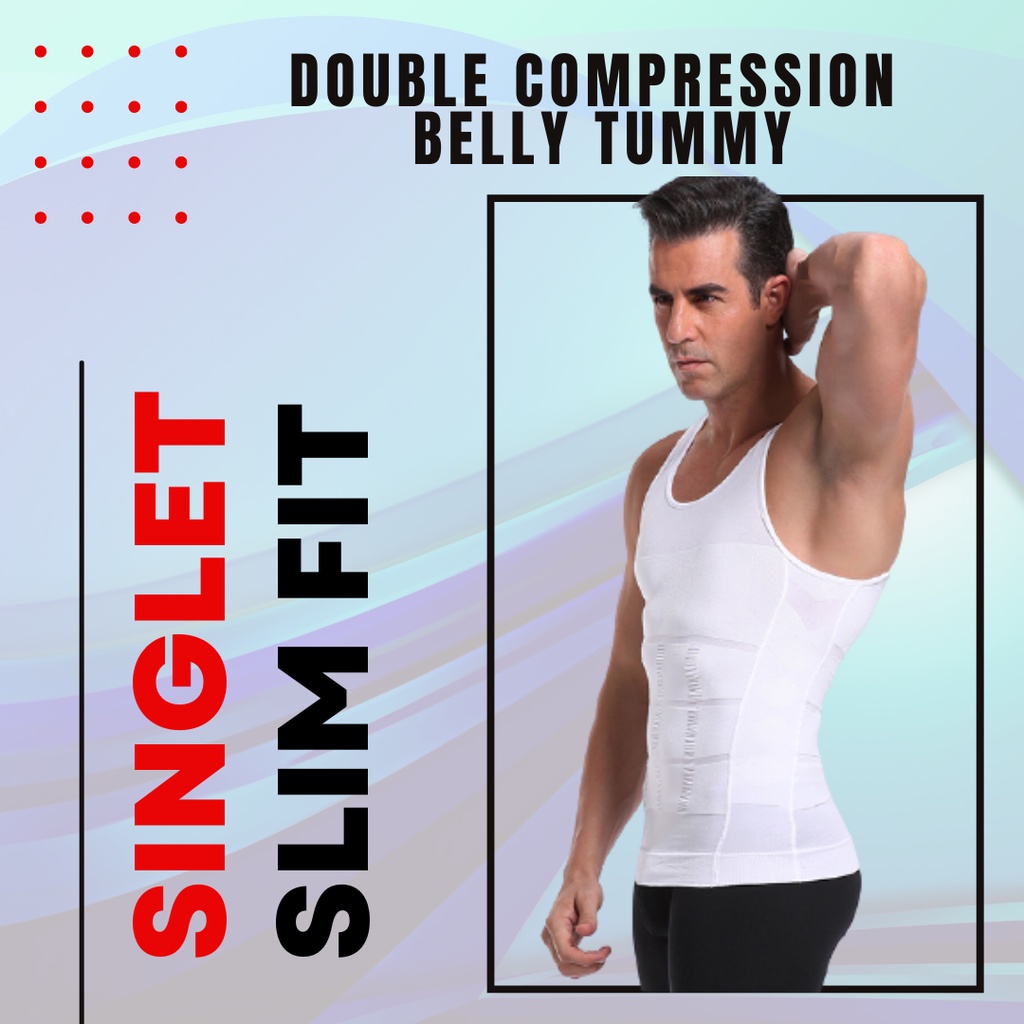 🇲🇾 DESINCE Men Slimming Singlet Man Singlet Body Shaper Slim Shapewear  Singlet Lelaki MT 103