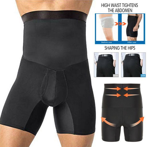 Men'S Compression High Waist Boxer Shorts Tummy Slim Body Shaper Fitness  Girdle Pants