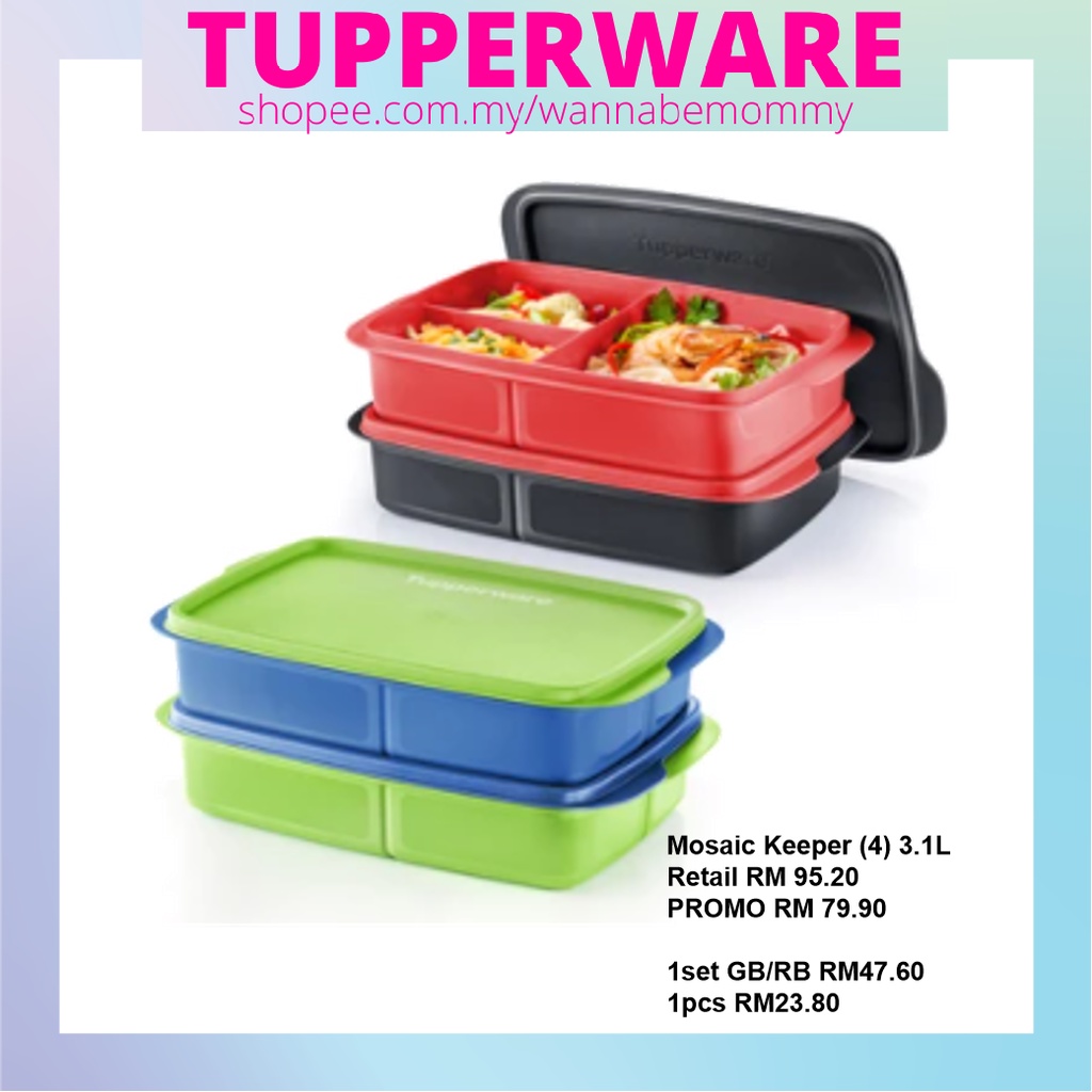 1 Tupperware Lunch-It Divided Bento Lunch Box Blue & Peacock Blue Square  Keeper