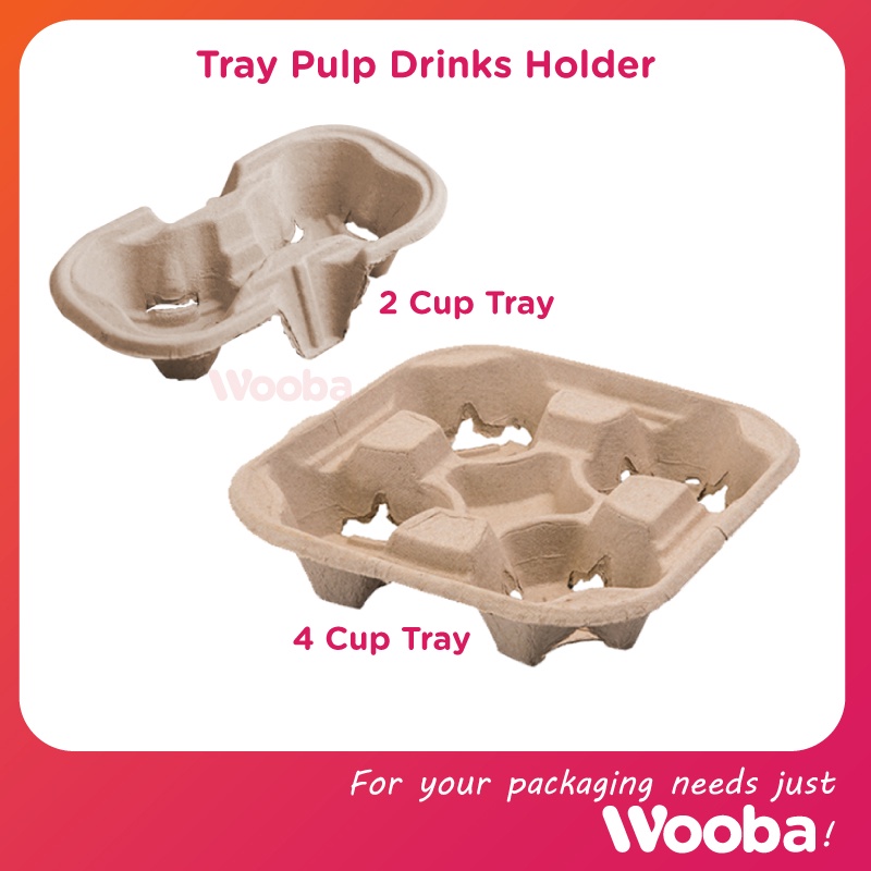 50pcs] 2/4-cup Disposable Moulded Cup Holder / Pulp Paper Cup Tray / Cup  Carrier / Takeaway Holder /