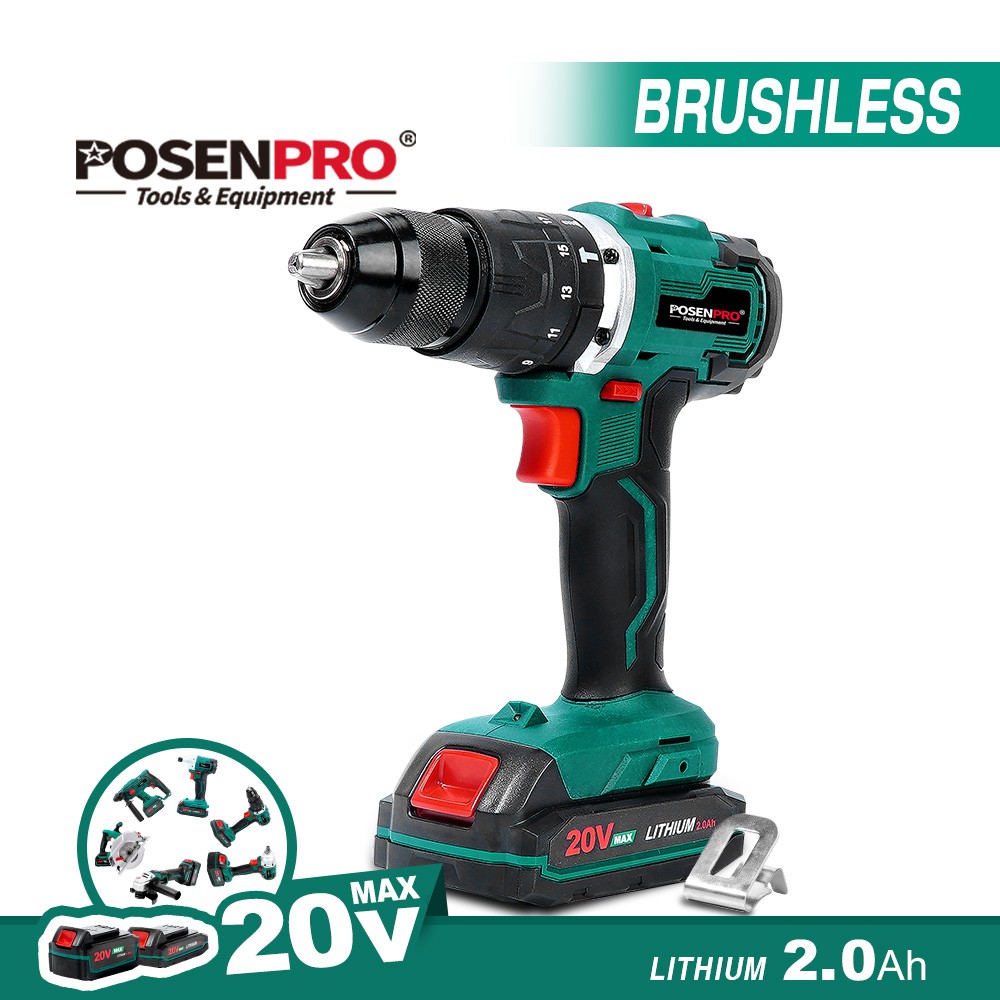 20V Brushless Cordless Drill Brushed Drill Lithium Battery 13MM