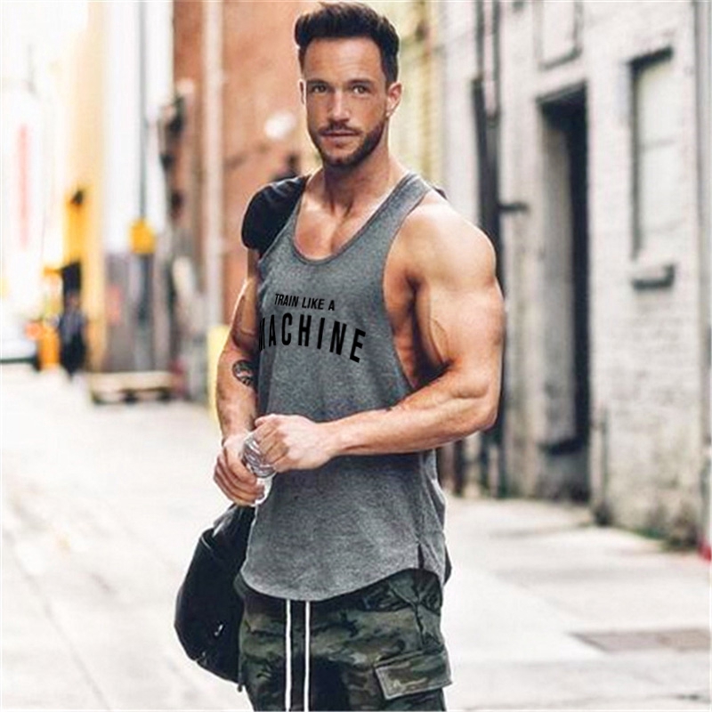 New Workout Gym Mens Tank Top Cotton Fitness Muscle Sleeveless Sportswear  Fashion Bodybuilding Singlets