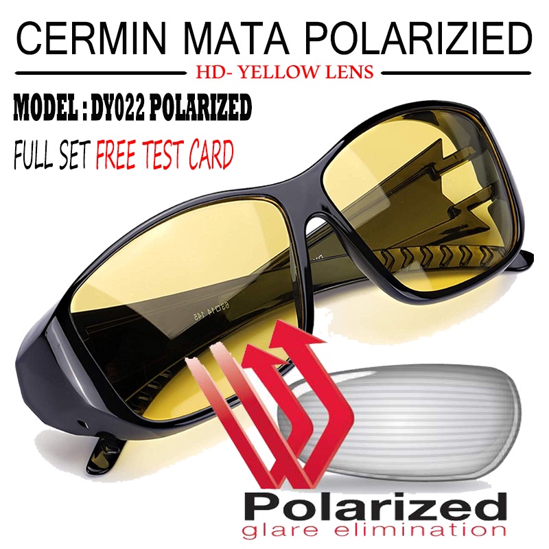 100% POLARIZED FIT OVER EYE-GLASSES, CERMIN MATA NIGHT-VISION YELLOW LENS  WRAP AROUND ANTI-GLARE FOR DRIVING AND SPORT.