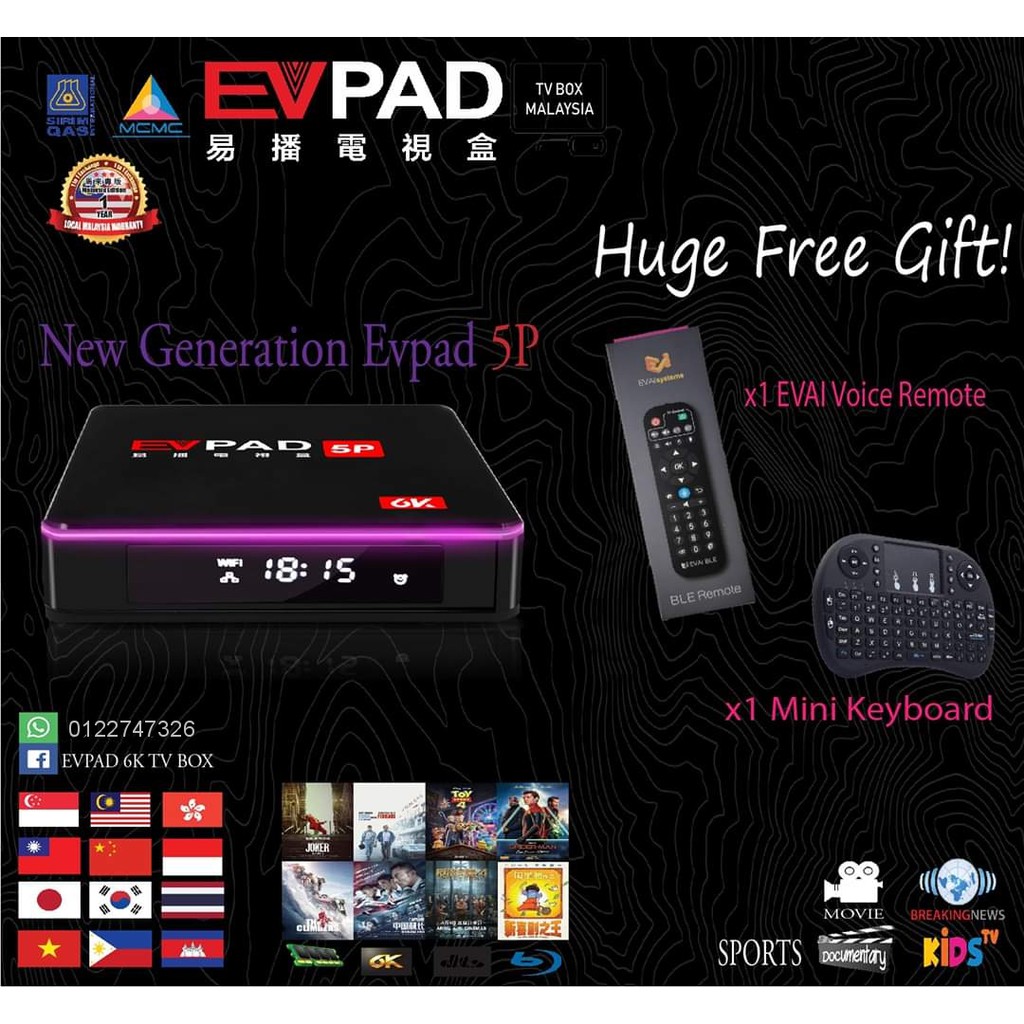 Evpad 5p New Generation TV Box. (4GB RAM + 32GB ROM).Ready Stock