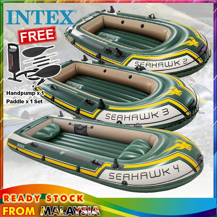 Intex Seahawk 2, 2-Person Inflatable Boat Set with French Oars and High  Output Air Pump (68347)