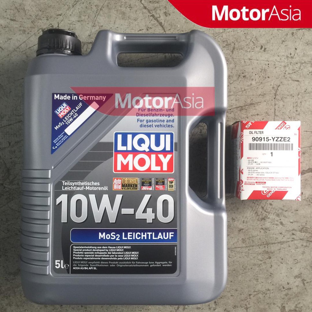 Liqui Moly Engine Oil MoS2 Leichtlauf 10W-40 5Liter + Oil Filter