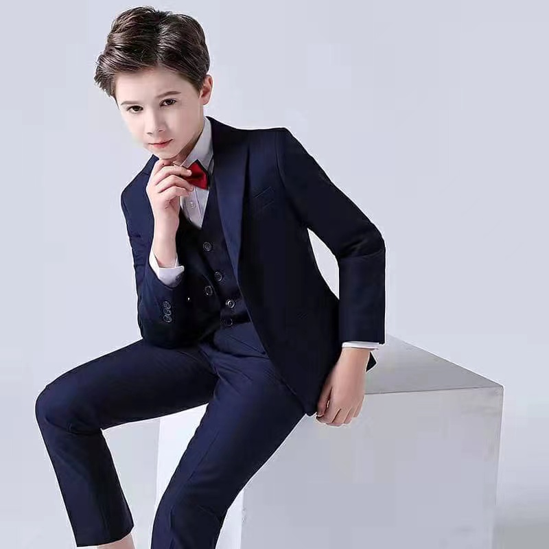 Kids Boy Coat Formal Blazer 5Pcs Set Clothing Dinner Wedding