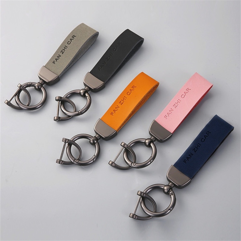 O.G.B Car Key Chain Luxury Genuine Leather Keychain Pure Color Buckle Car  Key Ring Car Accessories Gift for Toyoto Honda