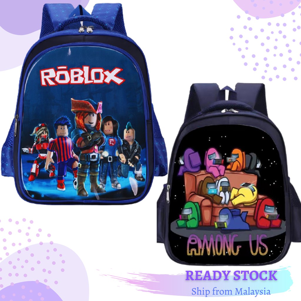 38cm Kids School Bag Among Us Roblox Beg Sekolah Kanak Kanak