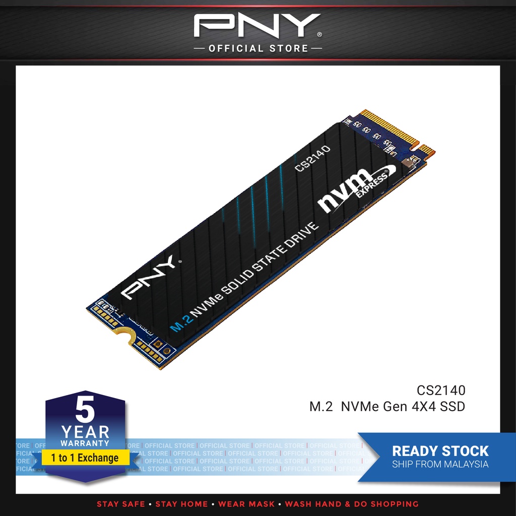 PNY CS2140 SSD Interne M.2 NVMe Gen4 x4 1To, jusqu'à 3600 Mo/s