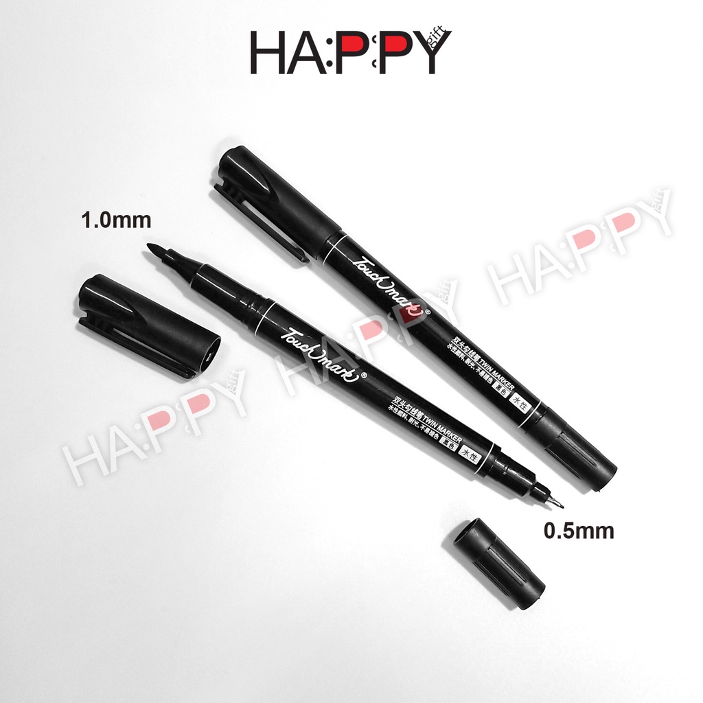 Double Head Marker Pen Black, White Liner Draw, Thin Black Pen, Liner Pen
