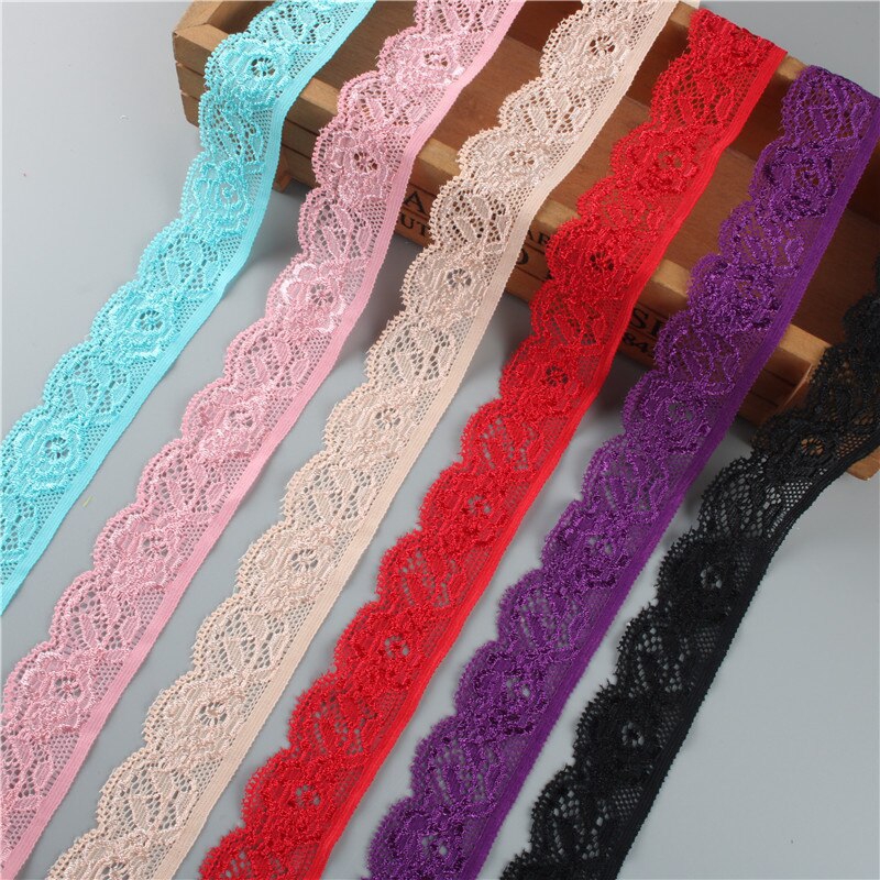 5 yards Elastic Lace Ribbon White African Lace Fabric Elasticity Lace Trim  Embroidered for Sewing Clothing Underwear Accessories