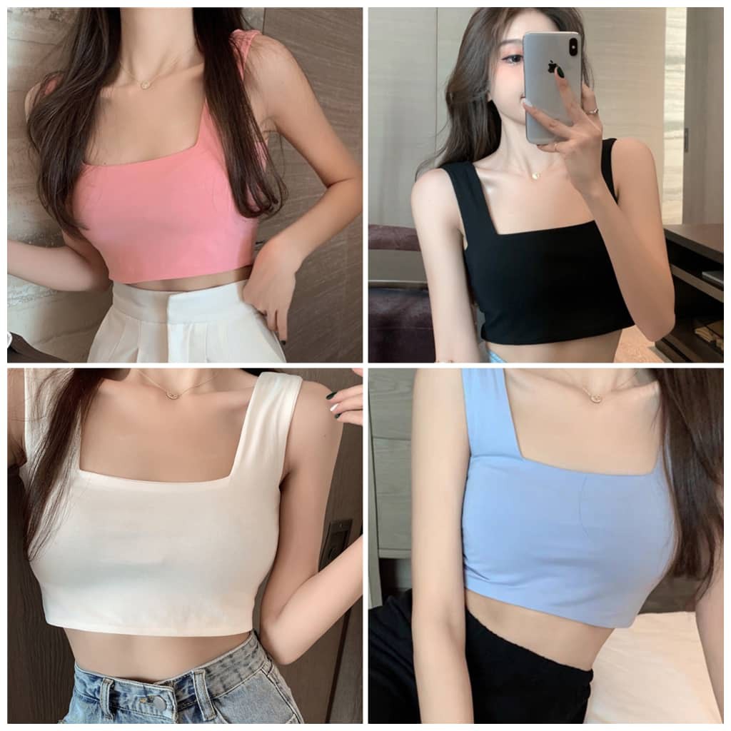 🔥【Malaysia Stock】Korean Stlye Sleeveless Crop Top Shirt Slim