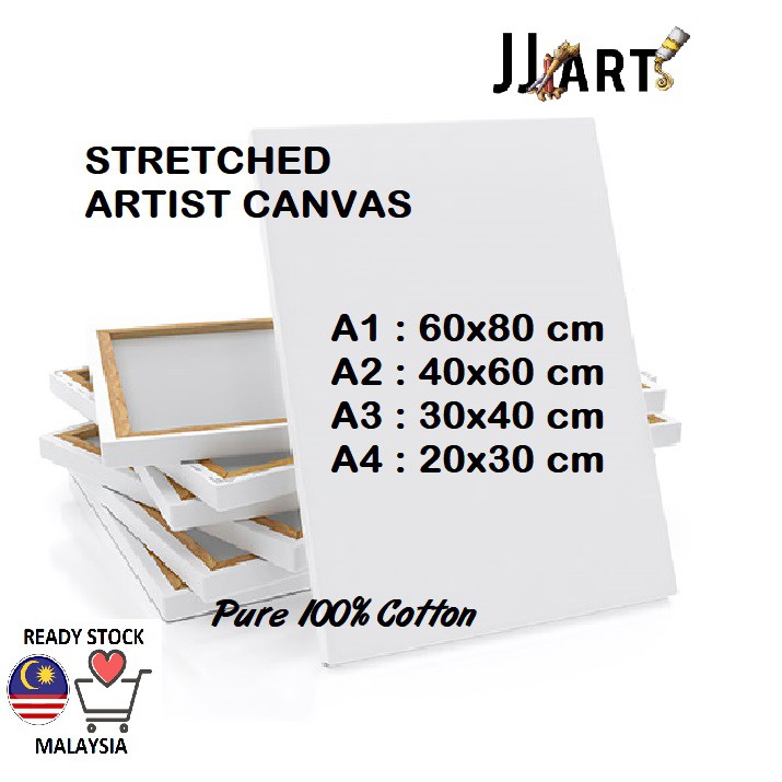 Stretched Artist Canvas Size A1 A2 A3 A4 Pure 100