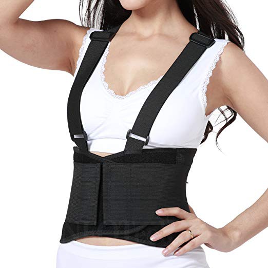 Neotech Care Back Brace with Suspenders for Men - Adjustable - Removable  Shoulder Straps - Lumbar Support Belt - Lower Back Pain, Work, Lifting,  Exercise, Gym - Black
