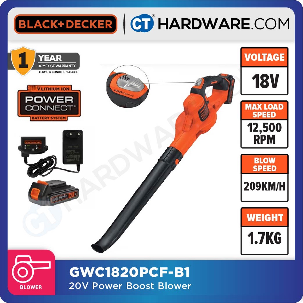 BLACK & DECKER GWC1820PCF-B1 18V Power Boost Blower With 1pc