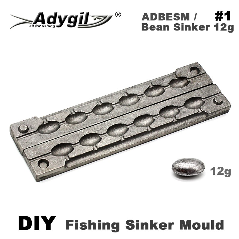 Adygil DIY Fishing Bean Sinker Mold ADBESM/#1 Bean Sinker 12g 6