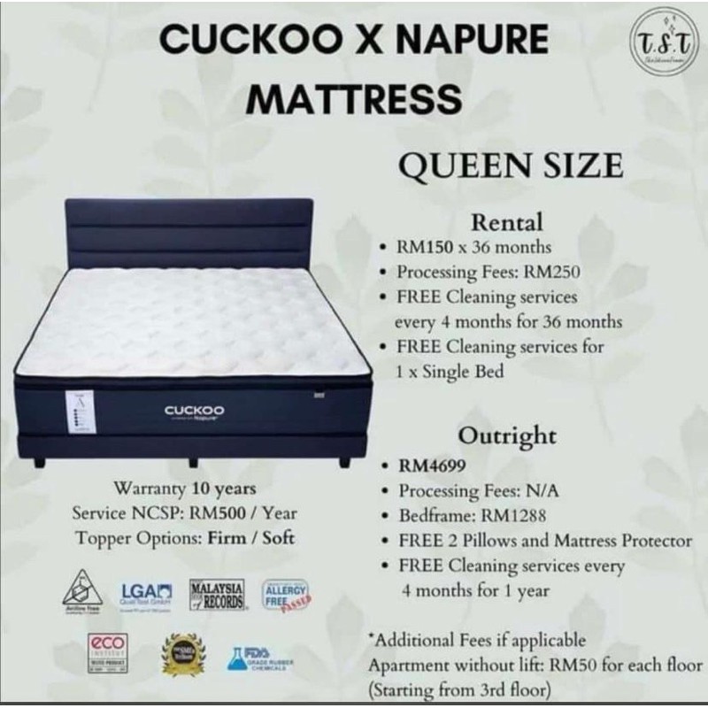 Cuckoo mattress deals price