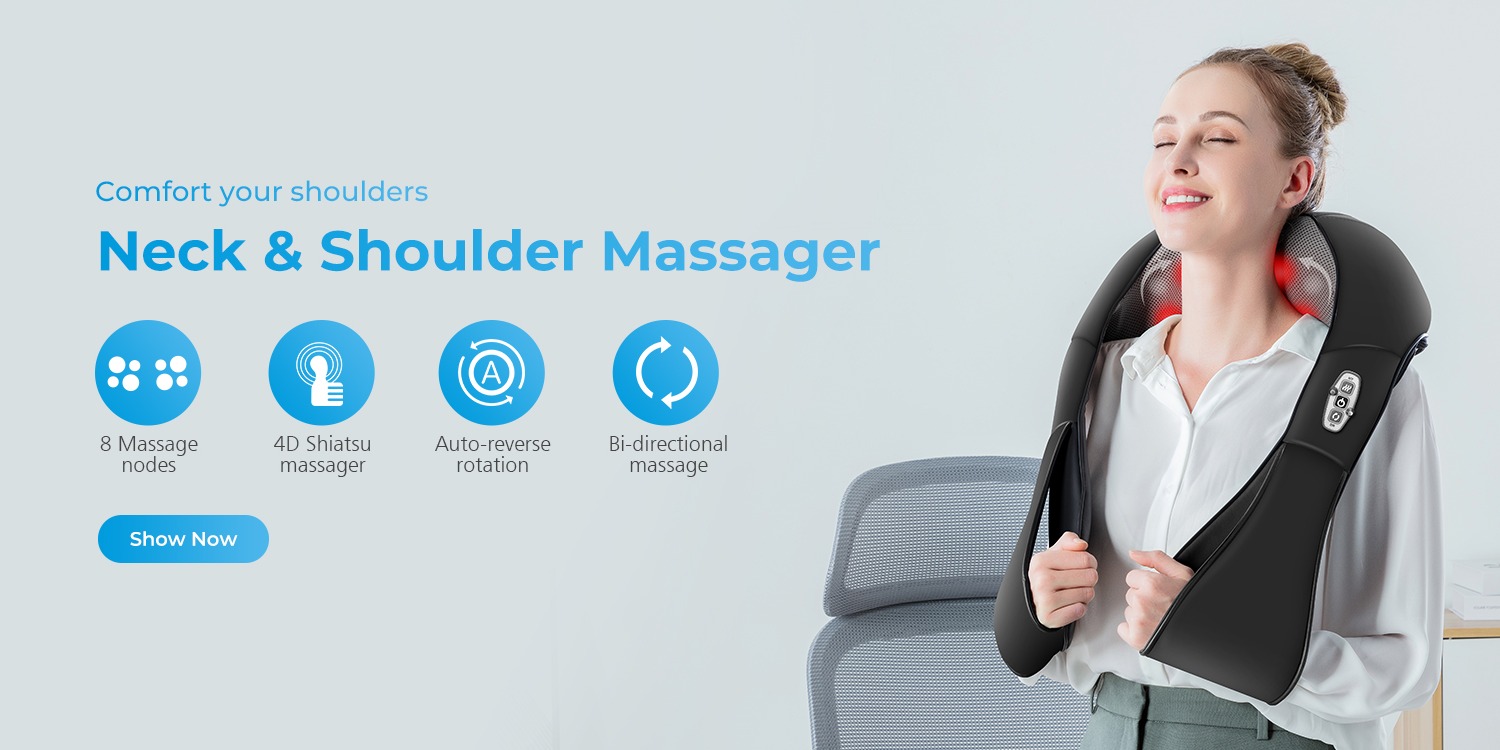 Comfier 4D Shiatsu Neck and Shoulder Massager for Neck Relax with heat