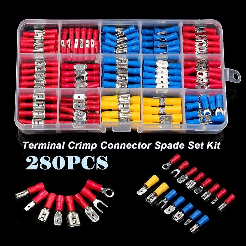 280PCS Assorted Crimp Spade Terminal Insulated Electrical Wire Connector  Kit Set