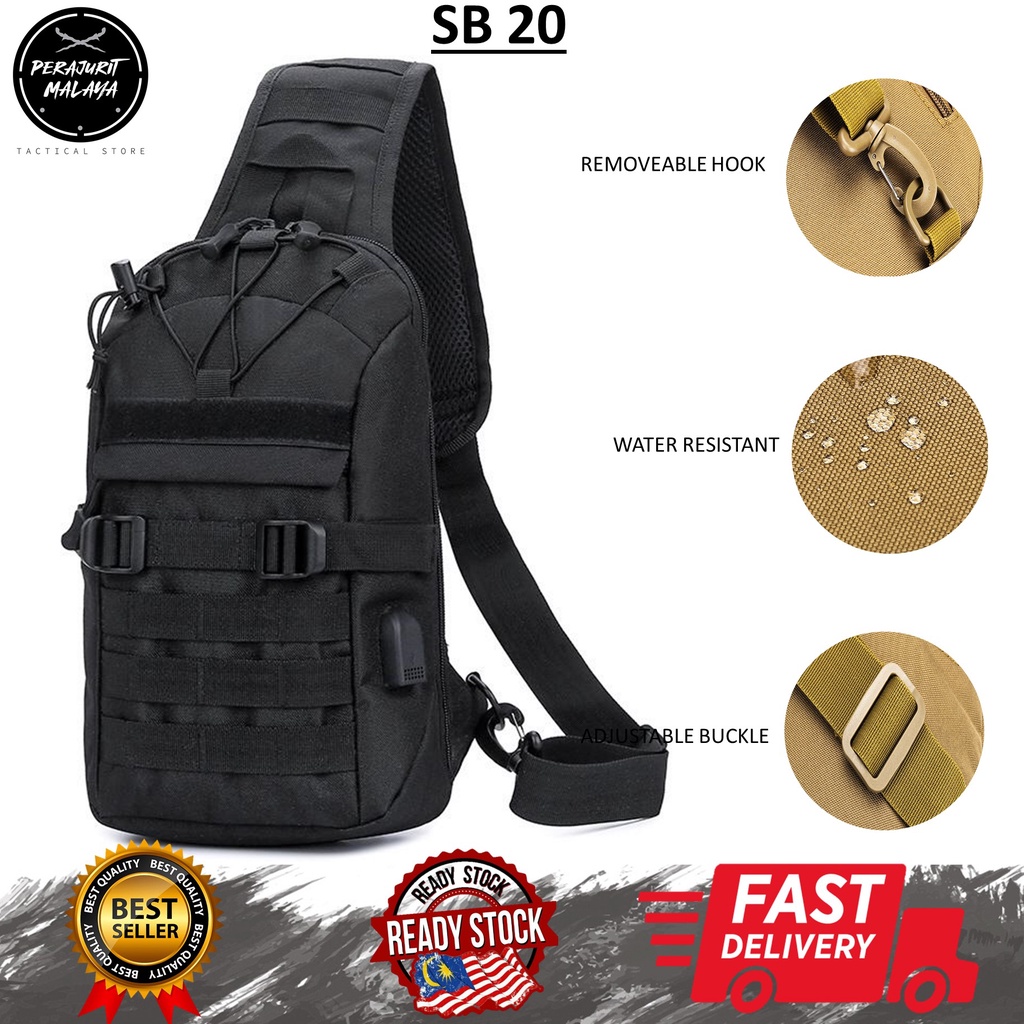 Promosi hebat USB Charging Chest Bag Military Tactical Army