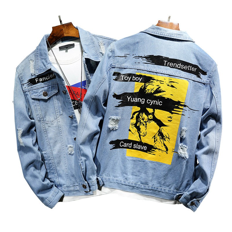 Print best sale jeans jacket