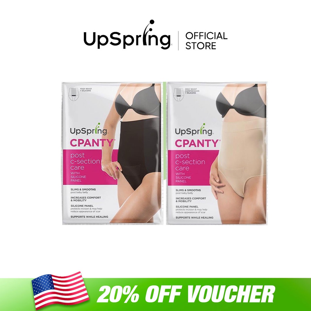 Upspring C-Panty C-Section Recovery Panty, High Waist Postpartum Compression  Underwear, (Nude & Black, S/M, L/XL), 2 Count