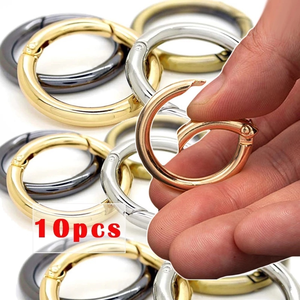 5Pcs/Pack Metal O Ring Spring Clasp Operable Round Carabiner Keychain Clips  Hook Dog Chain DIY Jewelry Buckle Connector