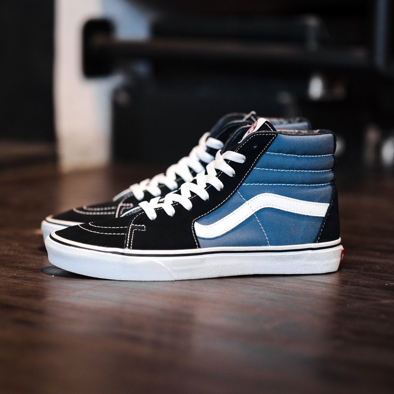 Vans Sk8 Hi Sk8 Hi High Navy White Original FREE PAPER BAG Shopee Malaysia