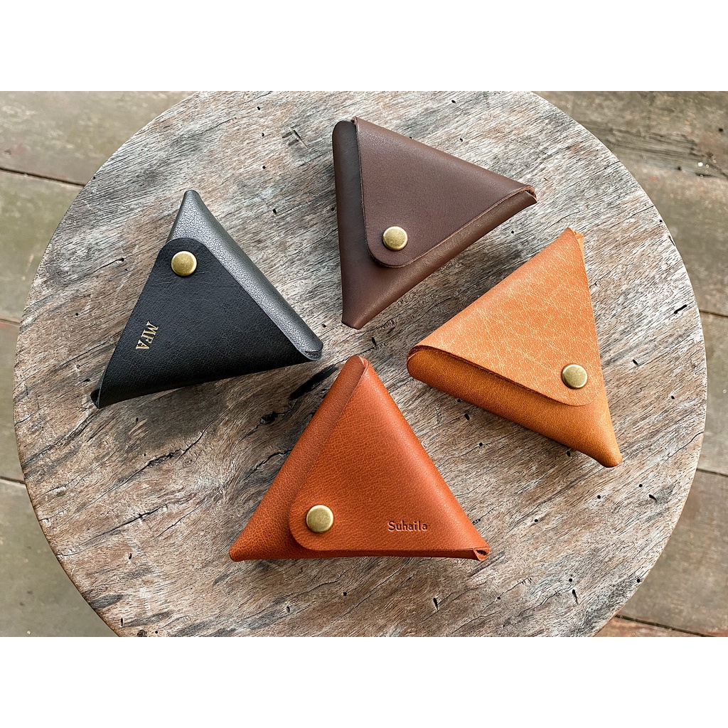 Leather triangle coin cheap purse