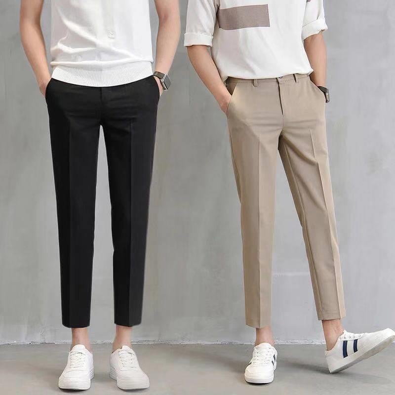 Mens slim fit cropped on sale pants