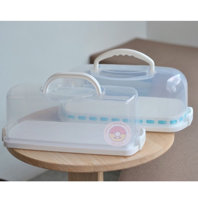 Portable Bread Box With Handle Loaf Cake Container Plastic Rectangular Food  Storage Keeper Carrier