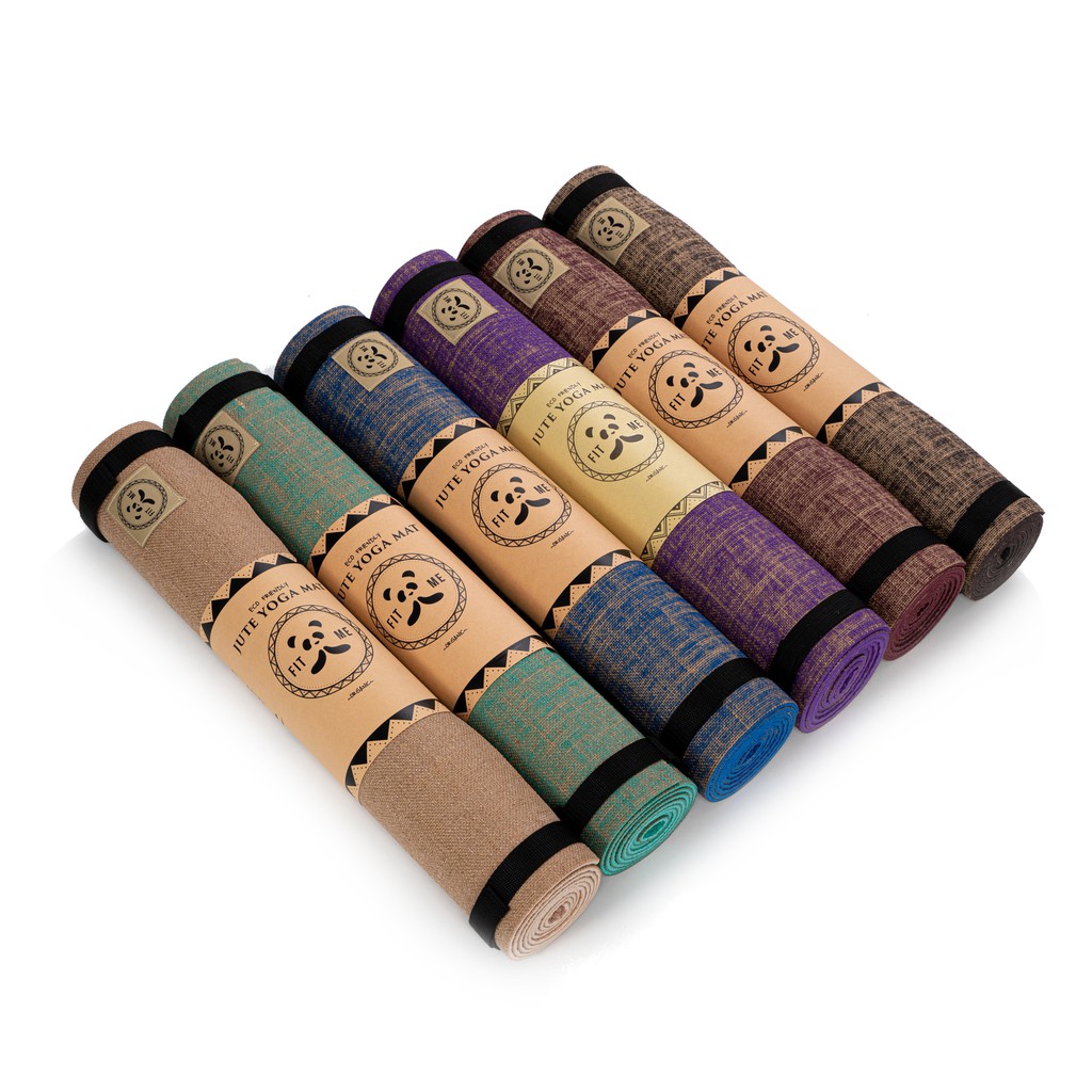 Fitme Jute Yoga Mat (Burgundy, Brown, Green, Blue, Khaki, Purple)