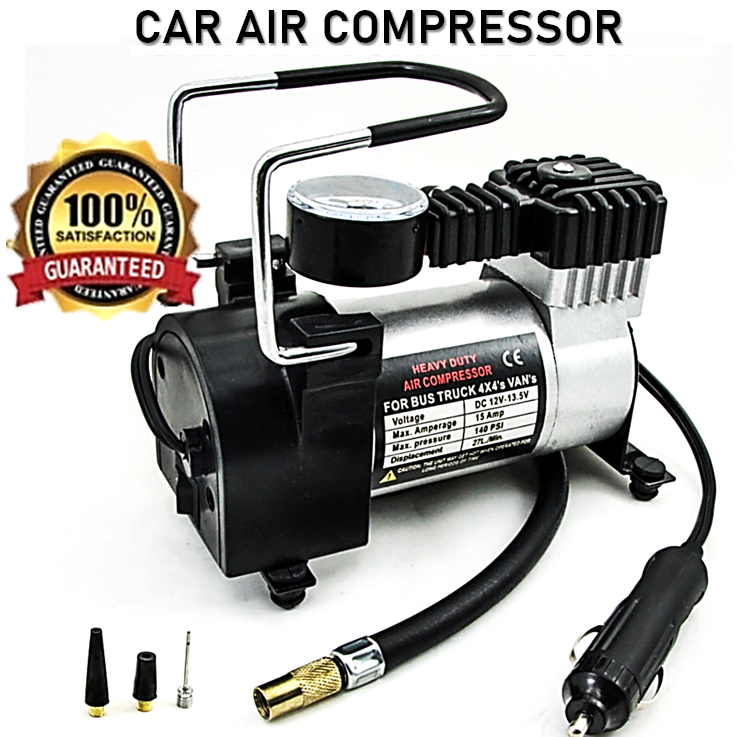Worldstar Air Pump,car Pump Heavy Duty Metal Electric Car Air Compressor  with Pressure Gauge, 12V