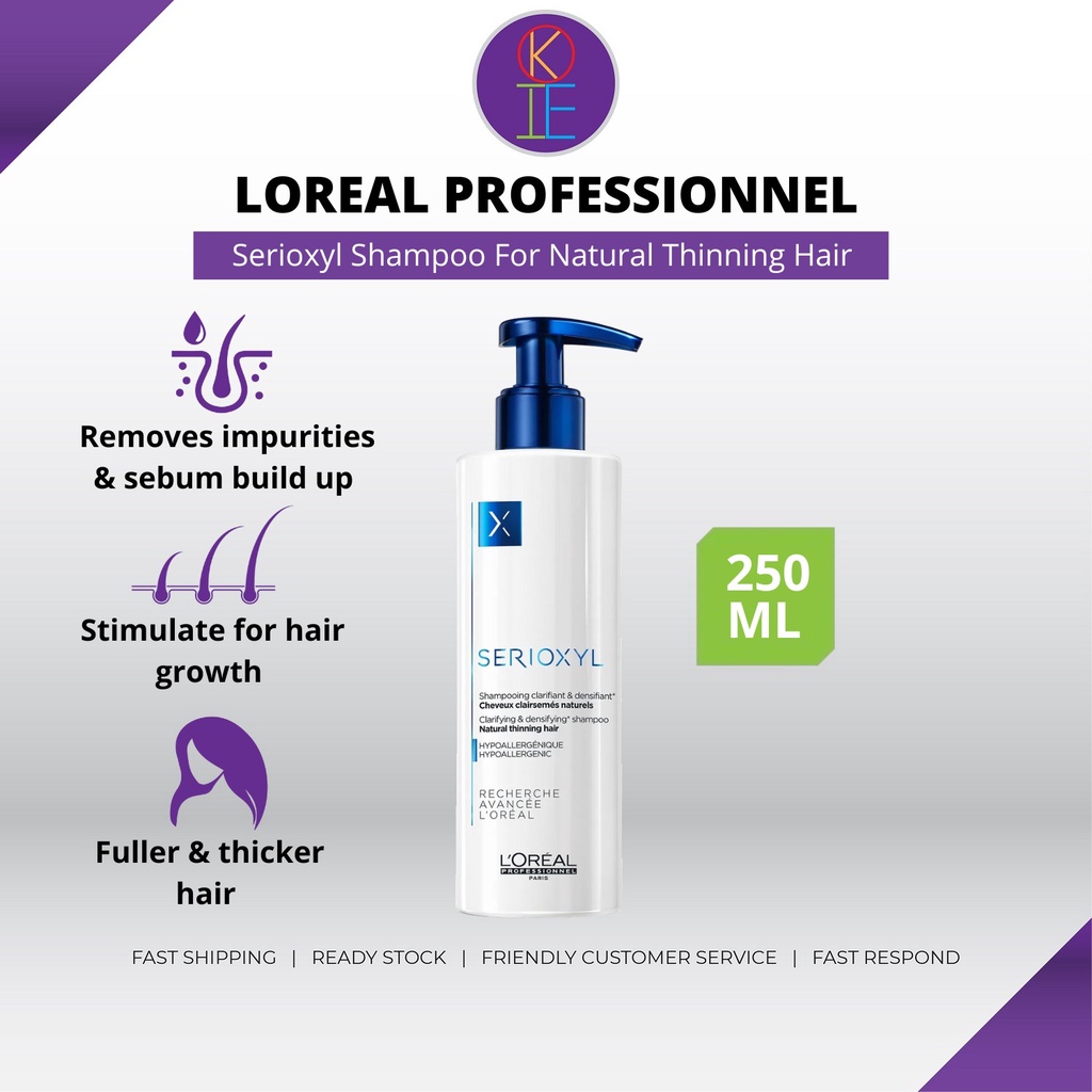 Post Sommetider Havbrasme Loreal Professionnel Serioxyl Shampoo For Natural Thinning Hair / Hair Fall  - 250ml | Shopee Malaysia