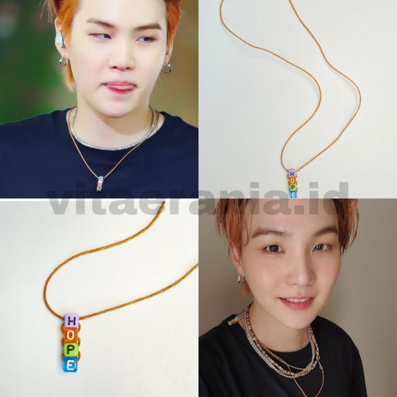 Hope Necklace BTS SUGA Unofficial Hope Necklace Handmade Hope Suga Bts Necklace Min yoongi suga BTS army The Necklace BTS suga Wears At PTD ON