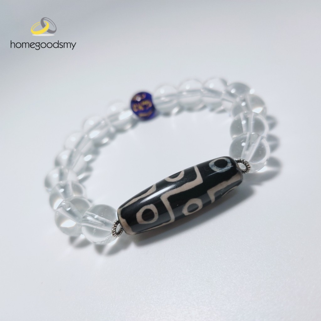 9 Eyes Natural Tibetan White Crystal Bracelet 九眼天珠白水晶手链