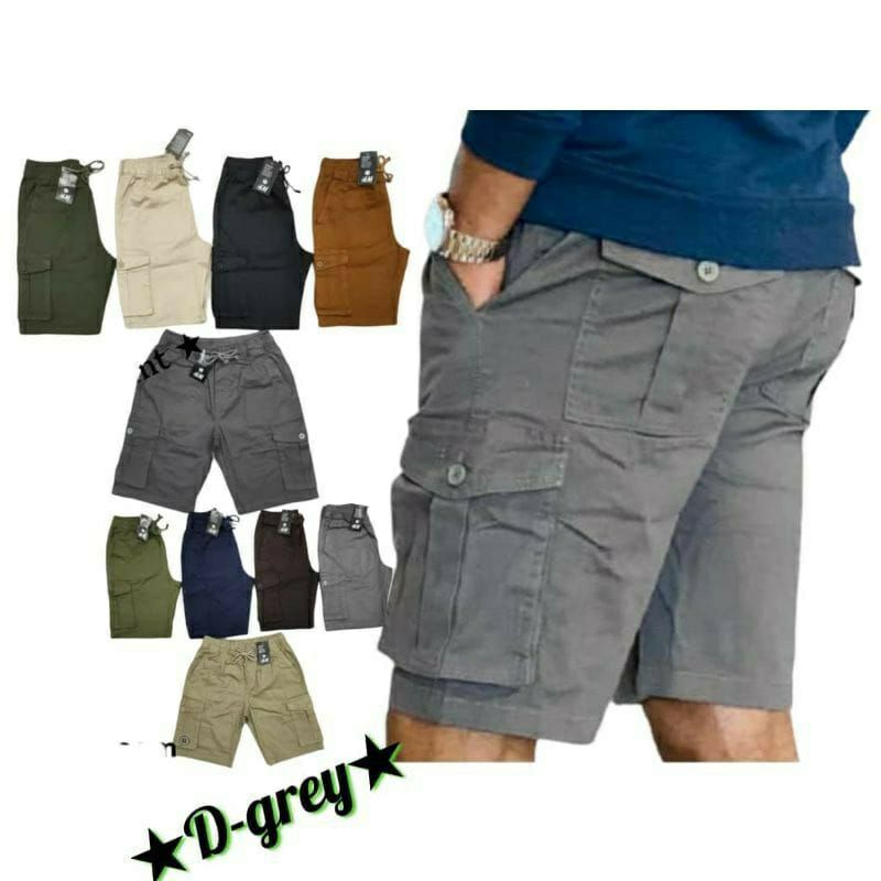 Bagilaanoe Mens Casual Cargo Shorts Elasticated Waist Half Pant Work  Trousers Sport Trunks