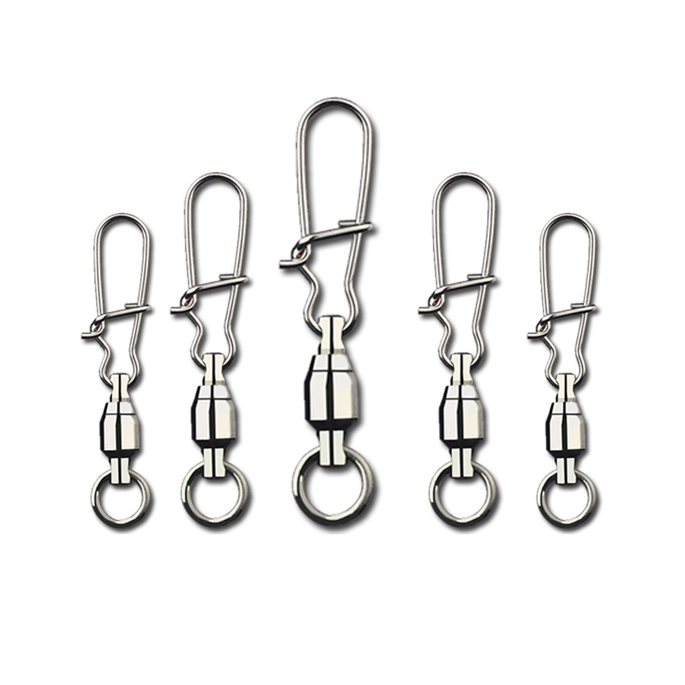 10pcs Strong Ball Swivels with Sold Rings Split Ring Fishing swivel snap  Connector Size 0 -6# Fishing Accessories