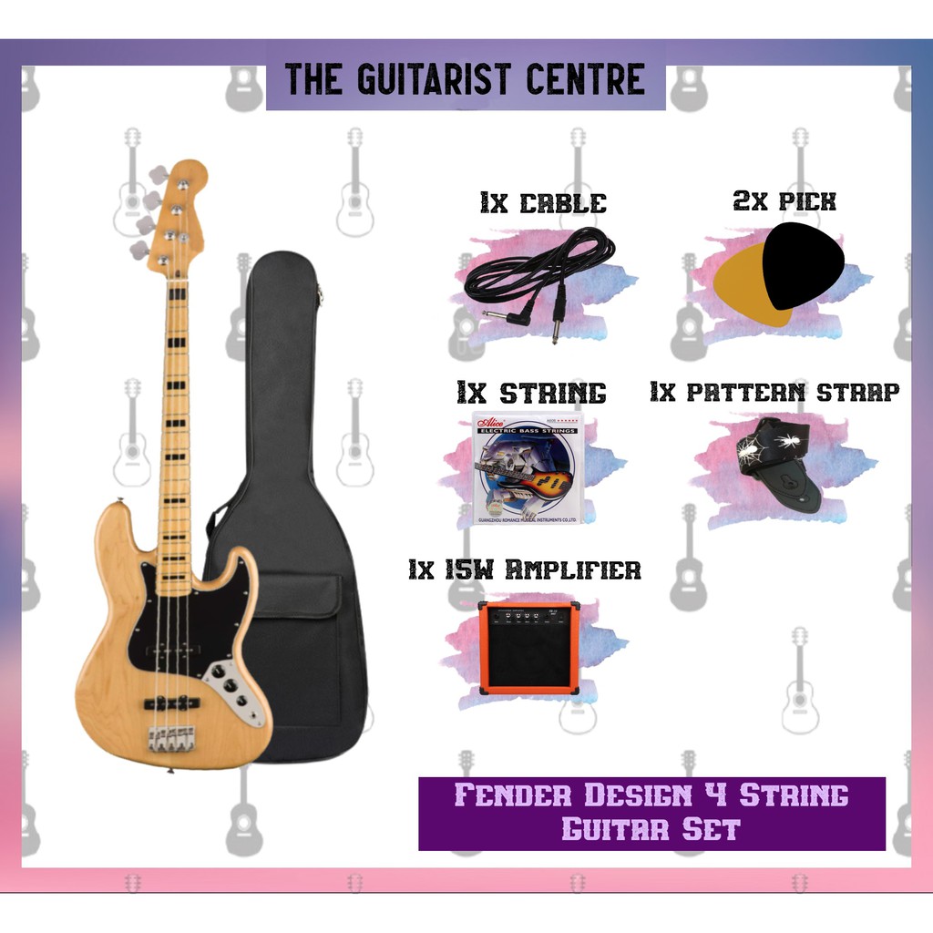 JB-1-4】Fender Style 4 String Electric Bass Guitar Set/Fender Design Bass  Guitar Combo Set