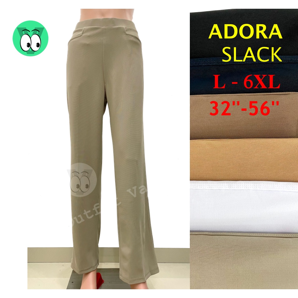 PLUS SIZE Women Stretchable Slack/Office Pants Straight Cut M-6XL  (BLACK/BROWN/GREY)