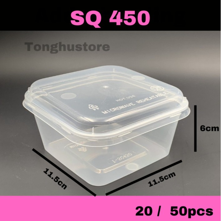 50PCS 450ml Disposable Food Container for Take Away Lunch Box