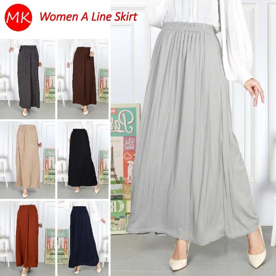 MK Women Skirt Women Maxi Skirt Elastic A Line Maxi Long Skirt