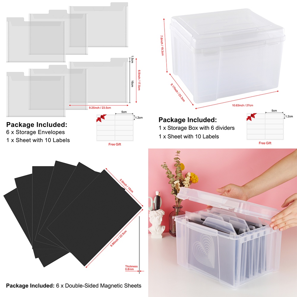 Clear Craft Storage Box with 6 Tabbed Dividers/Double Sided Strong