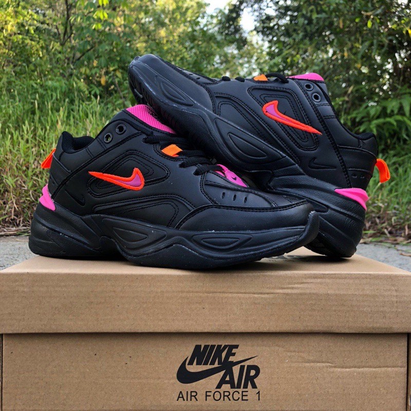 Nike m2k tekno black best sale and pink