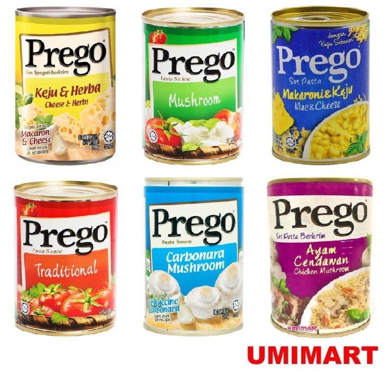 Prego Pasta Sauce (Can) - Cheese & Herbs/Mac & Cheese/Carbonara  Mushroom/Mushroom/Traditional (290g/295g/300g)