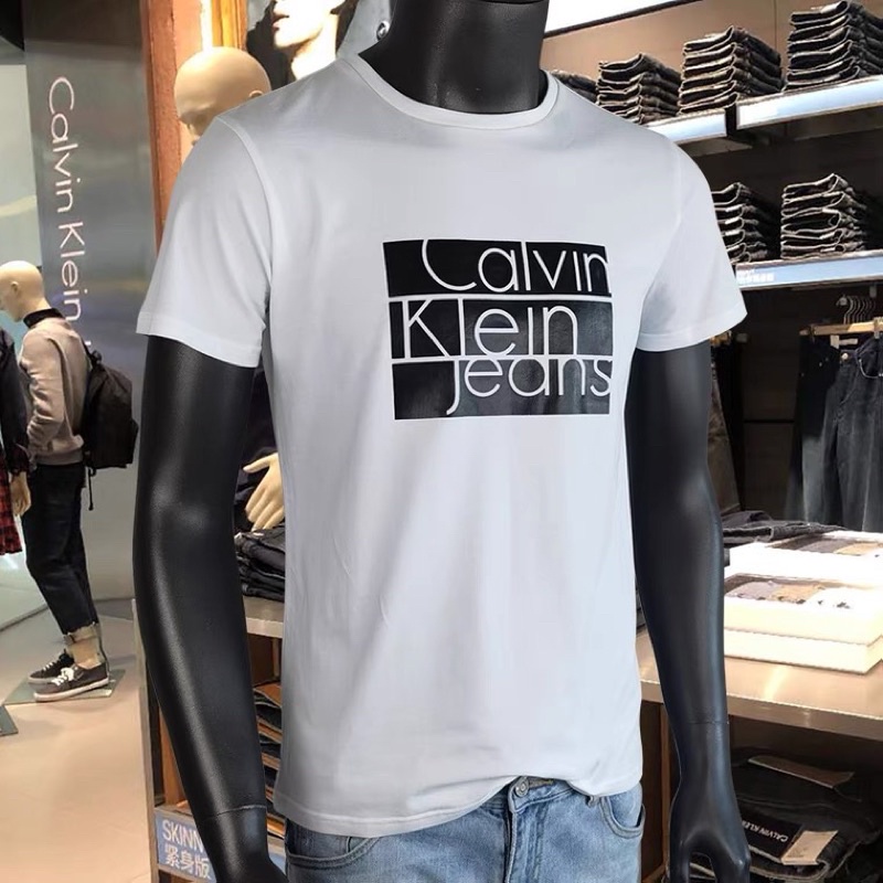 ORIGINAL Calvin Klein CK Cotton Box Logo Print T Shirt Men Slim Fit Baju  Lelaki