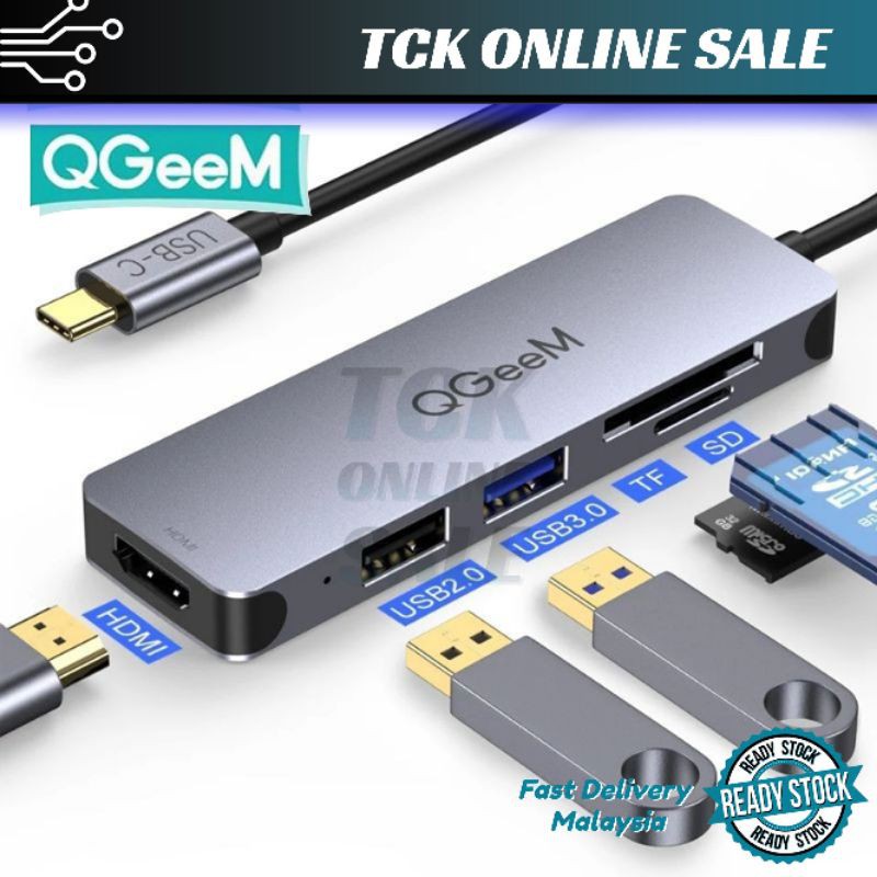 QGeeM 3 in 1 USB C Hub HDMI USB C Adapter