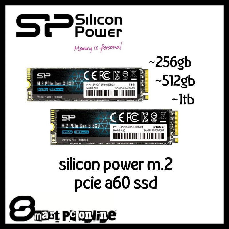Silicon Power A60 NVMe PCIe Gen3x4 M.2 2280 SSD 256GB/ 512GB