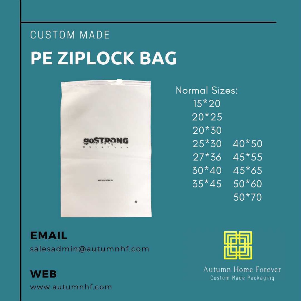 Custom size ziplock online bags